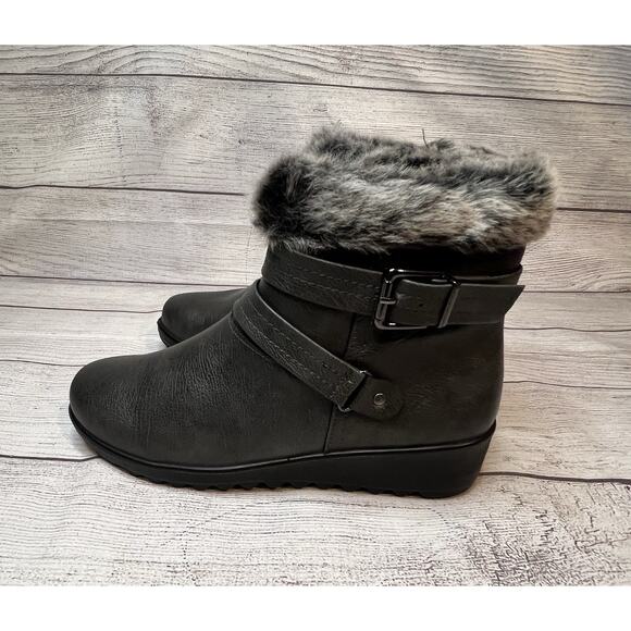 Jill Bootie Gray Women’s Size 10M NWOT Faux Fur Lined Ankle Boots - Picture 2 of 6
